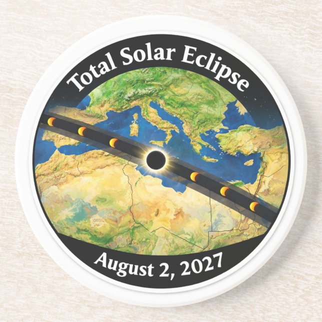 Total Solar Eclipse 2027 Map Coaster (Front)