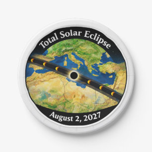 Total Solar Eclipse 2027 Map Paper Plate