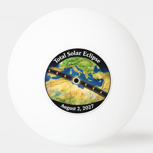 Total Solar Eclipse 2027 Map Ping Pong Ball (Front)