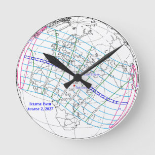Total Solar Eclipse 2027 Map Round Clock