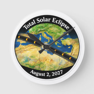 Total Solar Eclipse 2027 Map Round Clock