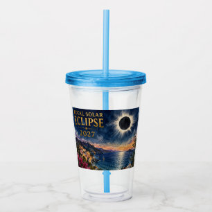Total Solar Eclipse 2027 Mediterranean Acrylic Tumbler