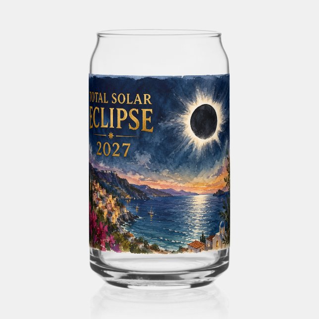Total Solar Eclipse 2027 Mediterranean  Can Glass (Back)