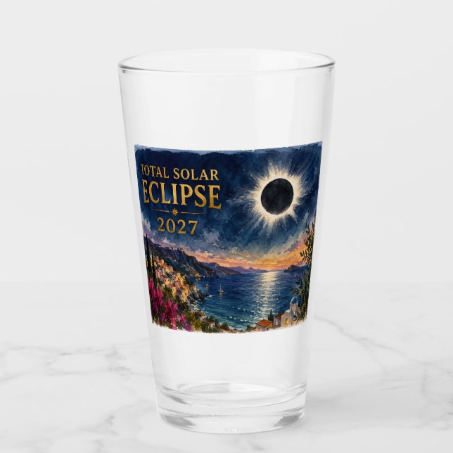 Total Solar Eclipse 2027 Mediterranean  Glass (Front)