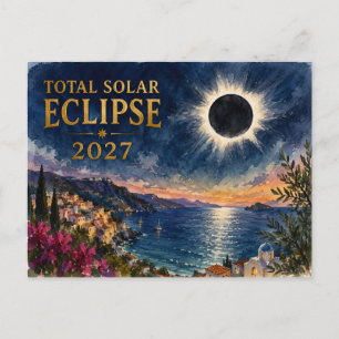 Total Solar Eclipse 2027 Mediterranean Postcard