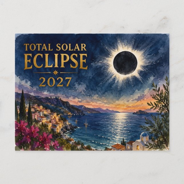 Total Solar Eclipse 2027 Mediterranean  Postcard (Front)