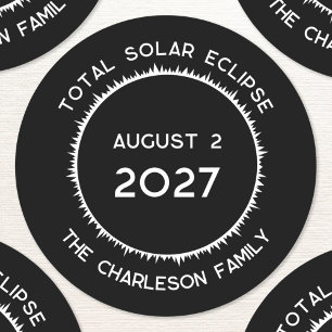 Total Solar Eclipse 2027 Personalized  Classic Round Sticker