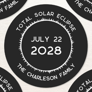 Total Solar Eclipse 2028 Personalised  Classic Round Sticker