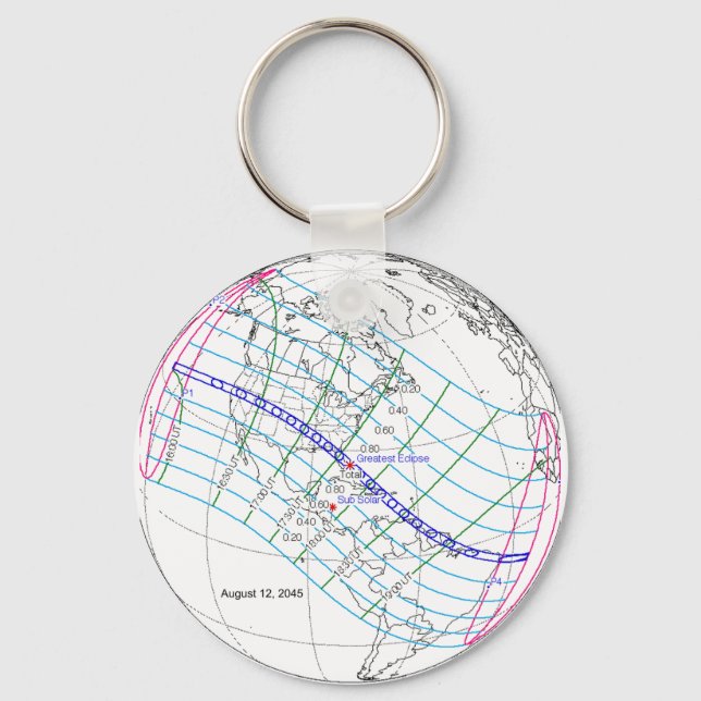 Total Solar Eclipse 2045 Global Path Key Ring (Front)