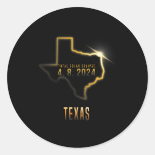 Total Solar Eclipse 4.08.2024 Texas  Classic Round Sticker