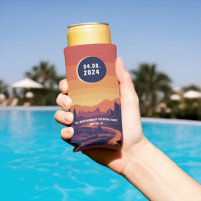 Total Solar Eclipse 4.8.2024 Custom Location  Seltzer Can Cooler (In Situ Pool)