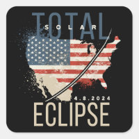 Total Solar Eclipse 4.8.2024 Patriotic USA Map