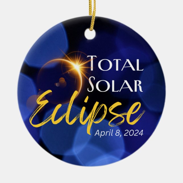 Total Solar Eclipse 4.8.24 Ceramic Circle Ornament (Front)