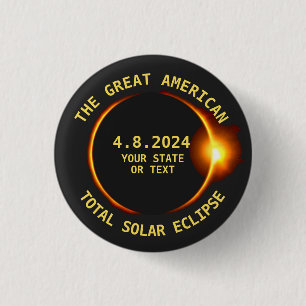 Total Solar Eclipse 8.21.2017 USA Custom Text 3 Cm Round Badge