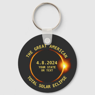 Total Solar Eclipse 8.21.2017 USA Custom Text Key Ring
