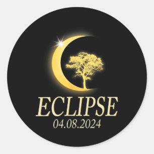 Total Solar Eclipse 8th April 2024 Eclipse  Classic Round Sticker