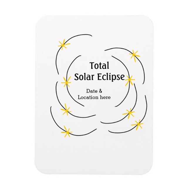 Total solar eclipse add date location half sun pat magnet (Vertical)