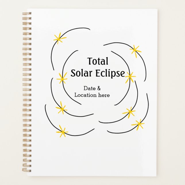 Total solar eclipse add date location half sun pat planner (Front)