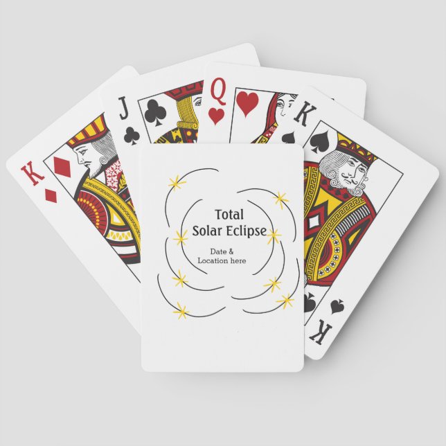 Total solar eclipse add date location half sun pat playing cards (Back)