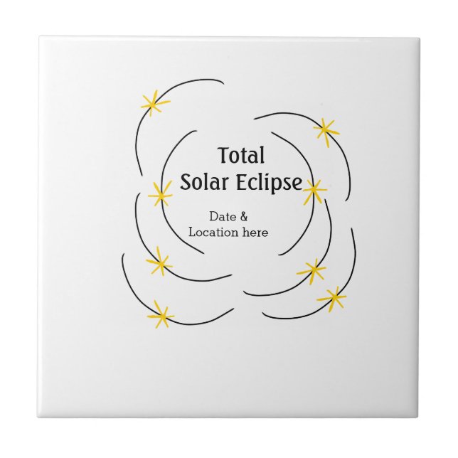 Total solar eclipse add date location half sun pat tile (Front)