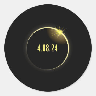 Total Solar Eclipse America Spring 4.08.24  Classic Round Sticker
