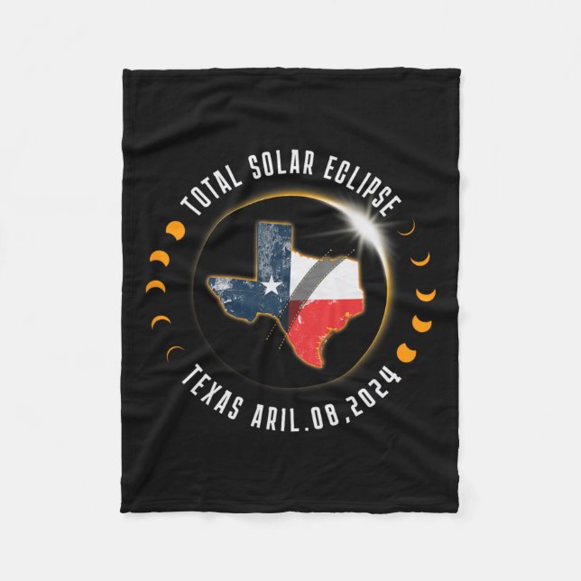 Total Solar Eclipse America Totality Texas 8 April Fleece Blanket (Front)