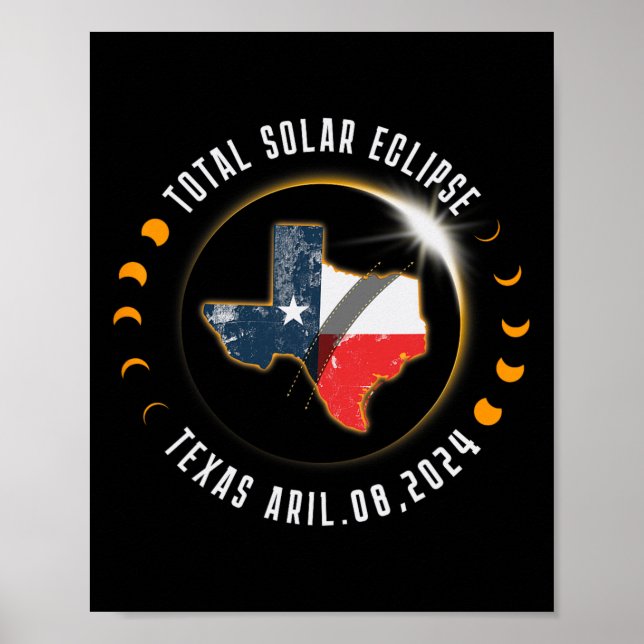 Total Solar Eclipse America Totality Texas 8 April Poster (Front)
