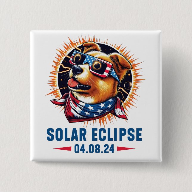 Total Solar Eclipse April 2024 15 Cm Square Badge (Front)