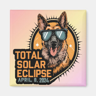 Total Solar Eclipse April 2024 German Shepherd Dog Magnet