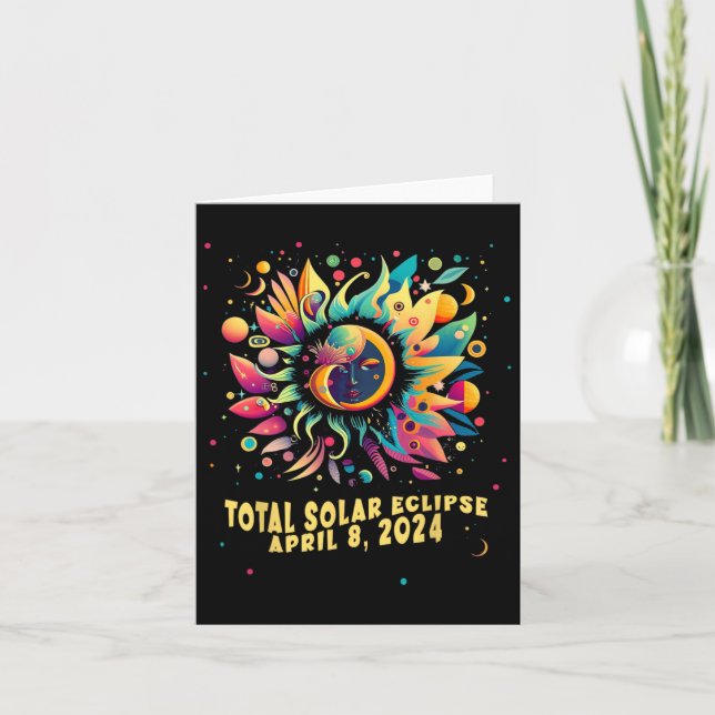 Total Solar Eclipse April 2024 Hippie Pop Art  Card (Front)