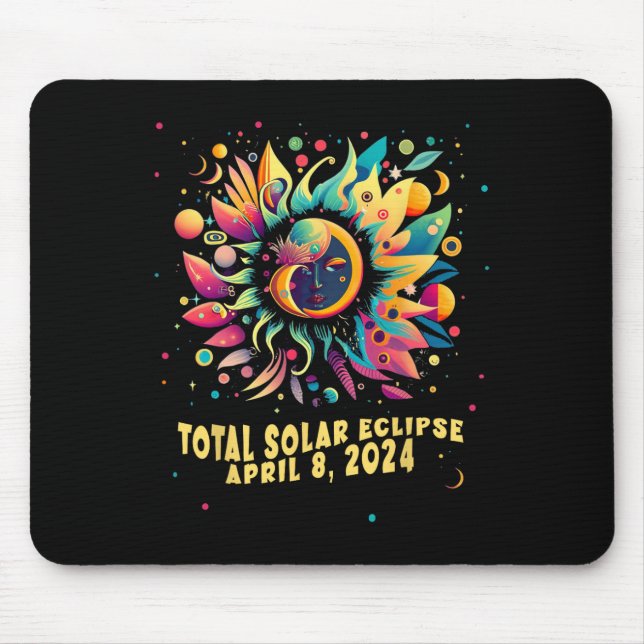 Total Solar Eclipse April 2024 Hippie Pop Art  Mouse Pad (Front)