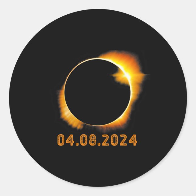 Total Solar Eclipse April 8 20241  Classic Round Sticker (Front)