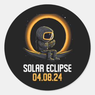 Total Solar Eclipse April 8 2024 America Solar Ecl Classic Round Sticker