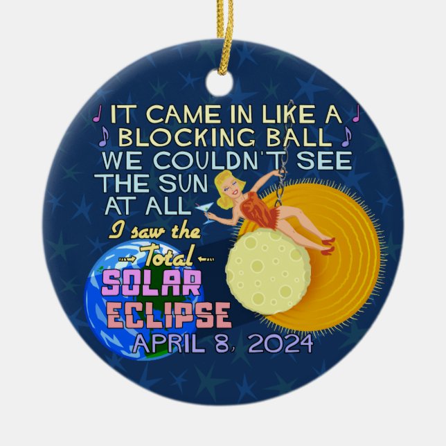 Total Solar Eclipse April 8 2024 American Funny Ceramic Tree Decoration (Front)