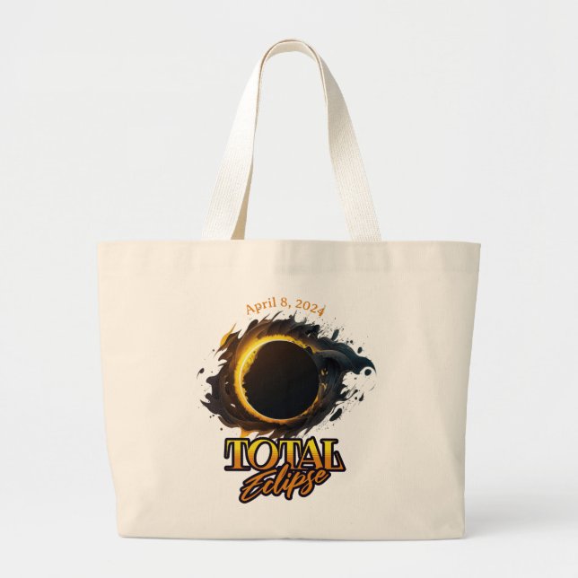 Total Solar Eclipse April 8, 2024 Commemorative  Large Tote Bag (Front)