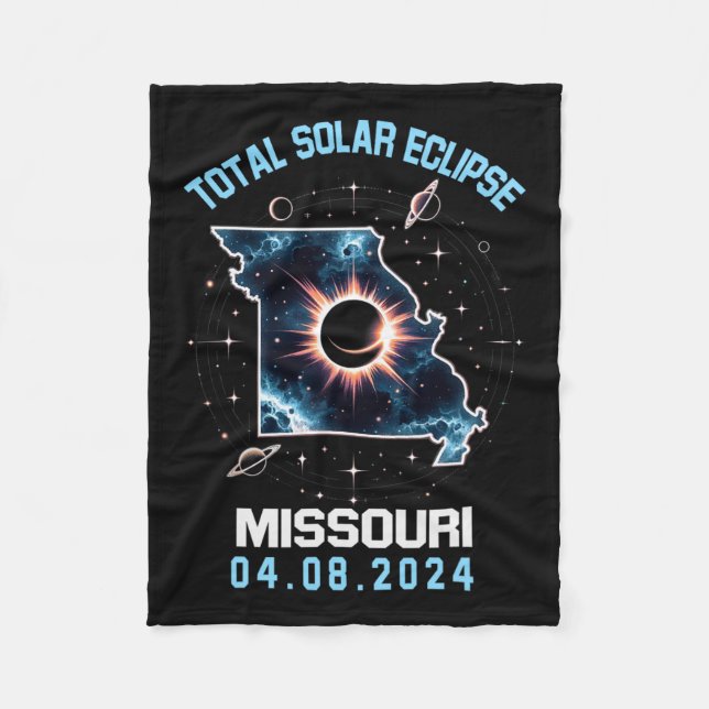 Total Solar Eclipse April 8 2024 Missouri Totality Fleece Blanket (Front)