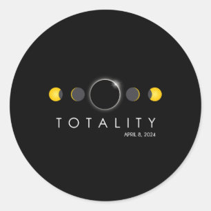 Total Solar Eclipse April 8 2024 Phases Totality Classic Round Sticker