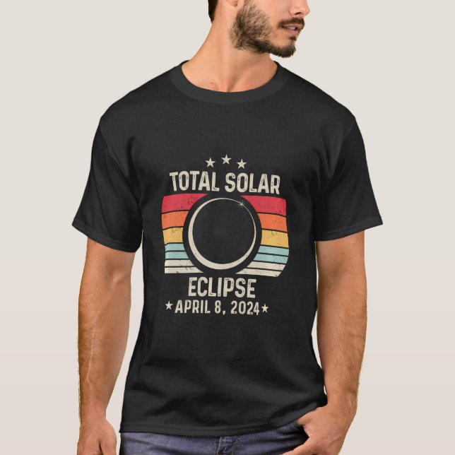 Total Solar Eclipse April 8 2024 Retro Astronomy L T-Shirt (Front)