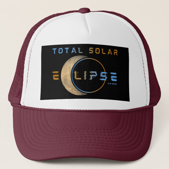 TOTAL SOLAR ECLIPSE APRIL 8, 2024 SOLAR SYSTEM TRUCKER HAT (Front)