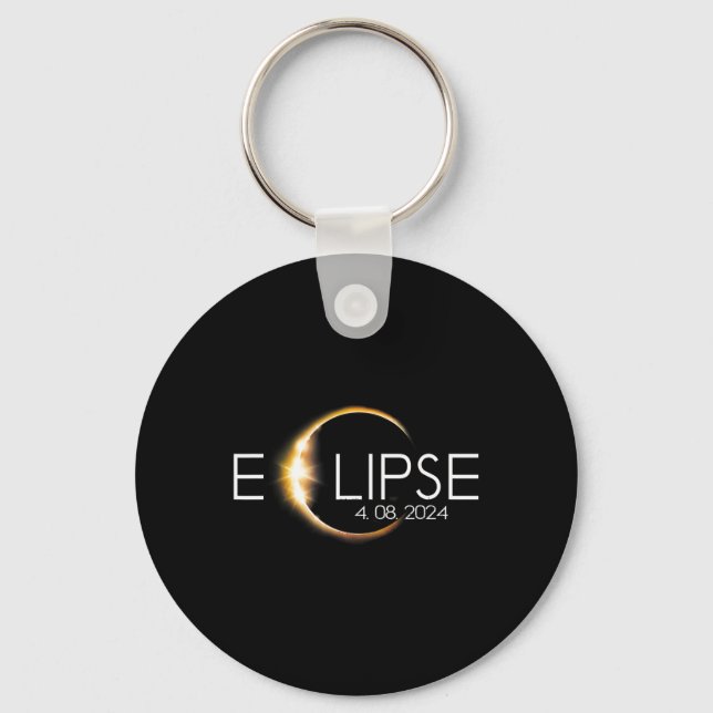 Total Solar Eclipse April 8 2024 Totality  Key Ring (Front)