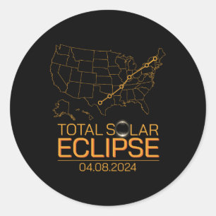 Total Solar Eclipse April 8 2024 Usa Map Totality  Classic Round Sticker