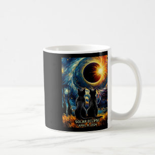 Total Solar Eclipse April 8 2024 Van Gogh Cat Love Coffee Mug