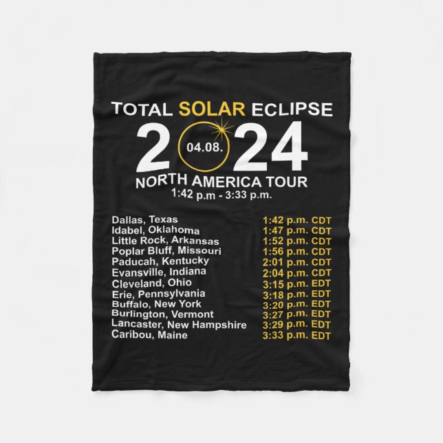 Total Solar Eclipse April 8 Path Of The Eclipse  Fleece Blanket (Front)