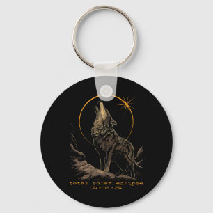 Total Solar Eclipse April 8 Wolf Key Ring