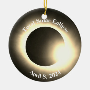 Total solar eclipse April 8th  2024 moon sun Ceramic Tree Decoration