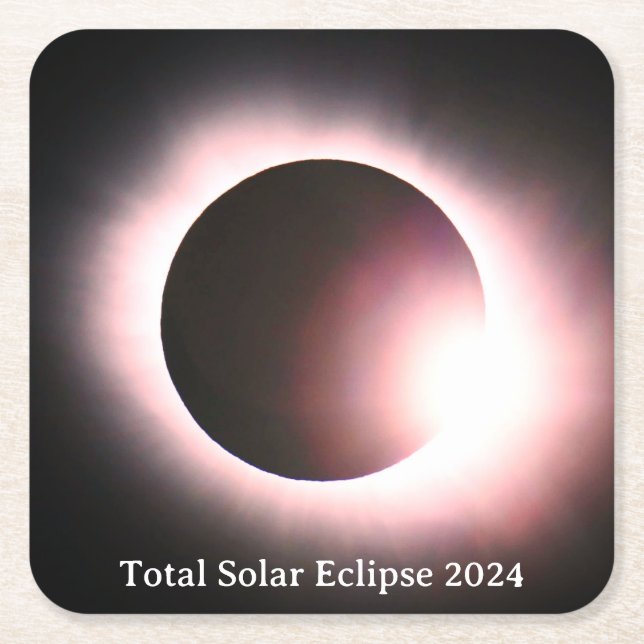 Total solar eclipse April 8th  2024 moon sun Square Paper Coaster (Front)