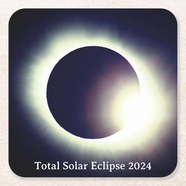 Total solar eclipse April 8th  2024 moon sun Square Paper Coaster (Front)