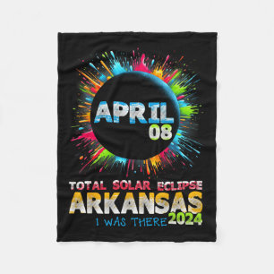 Total Solar Eclipse Arkansas 2024 Colorful Totalit Fleece Blanket