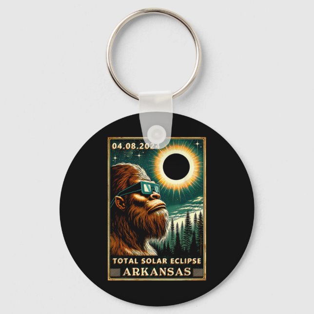 Total Solar Eclipse Arkansas - Bigfoot Eclipse Gle Key Ring (Front)