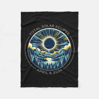 Total Solar Eclipse Artsy Totality Sky With April  Fleece Blanket